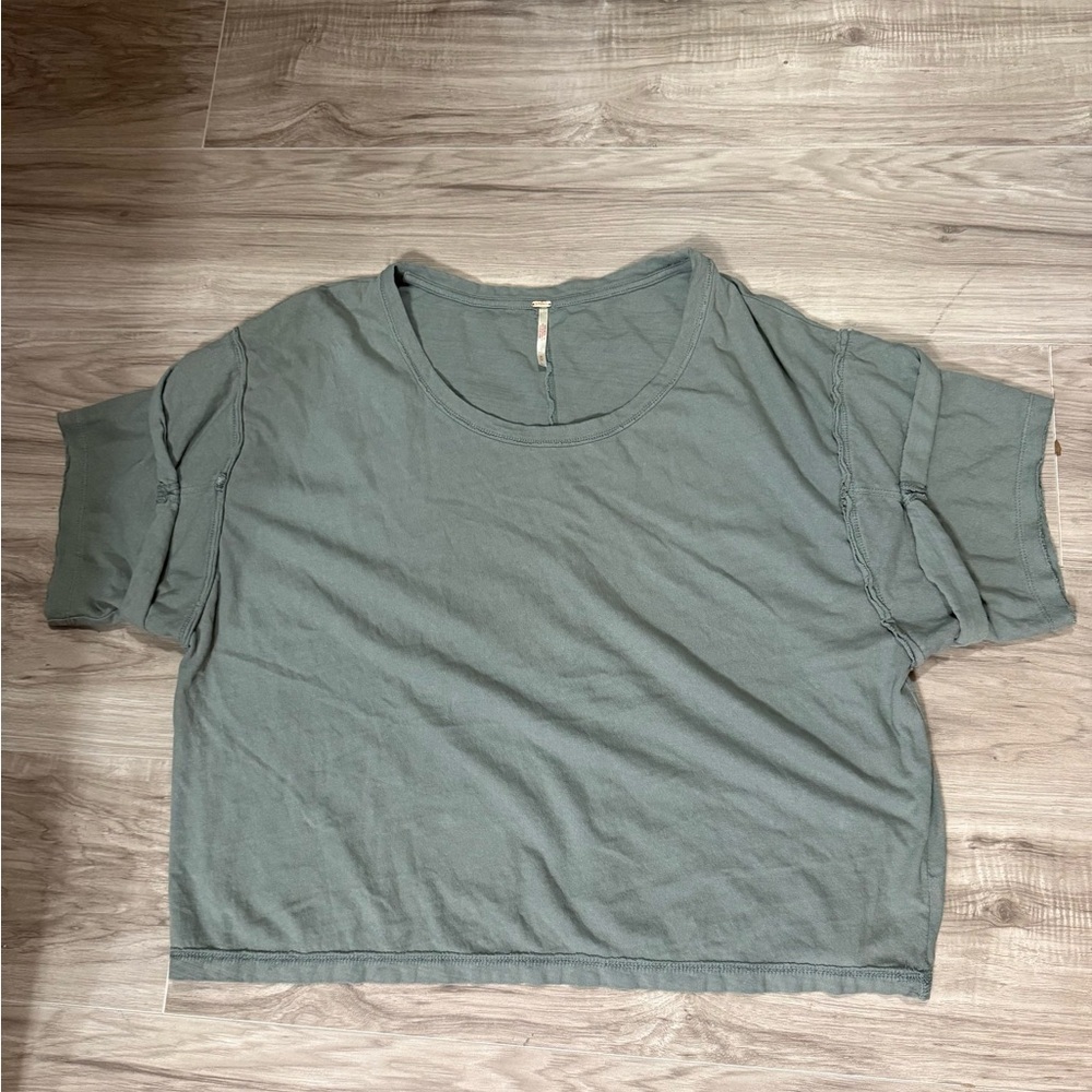 Free People Slate Gray Short Sleeve Top Size.M - Picture 1 of 5